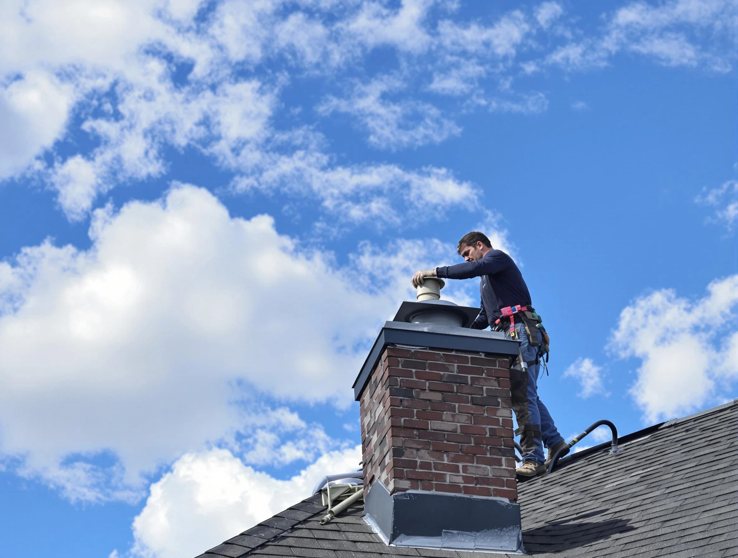 Morrow Chimney Sweep installing a sturdy chimney cap in Morrow, GA