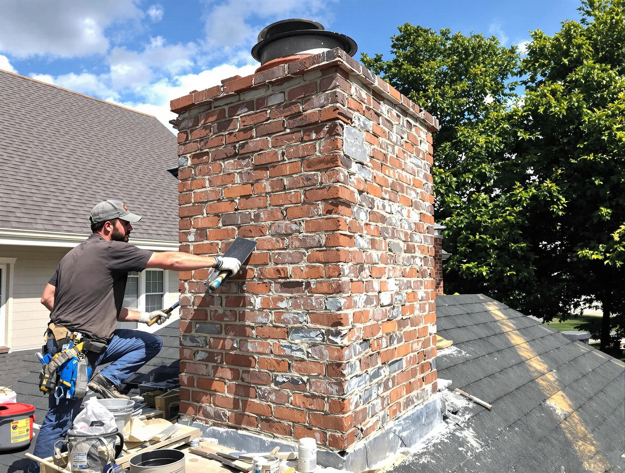 Completed chimney rebuild by Morrow Chimney Sweep in Morrow, GA