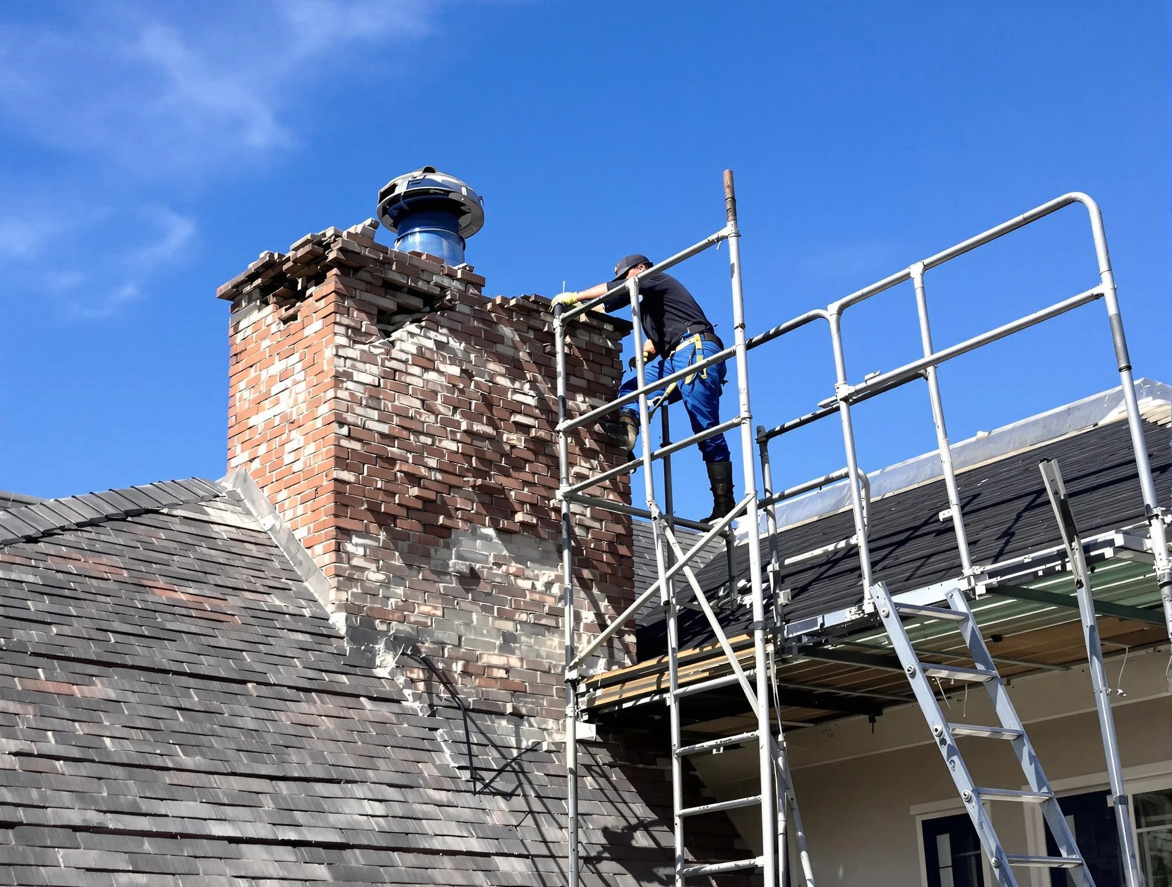 Rebuilding a chimney structure by Morrow Chimney Sweep in Morrow, GA