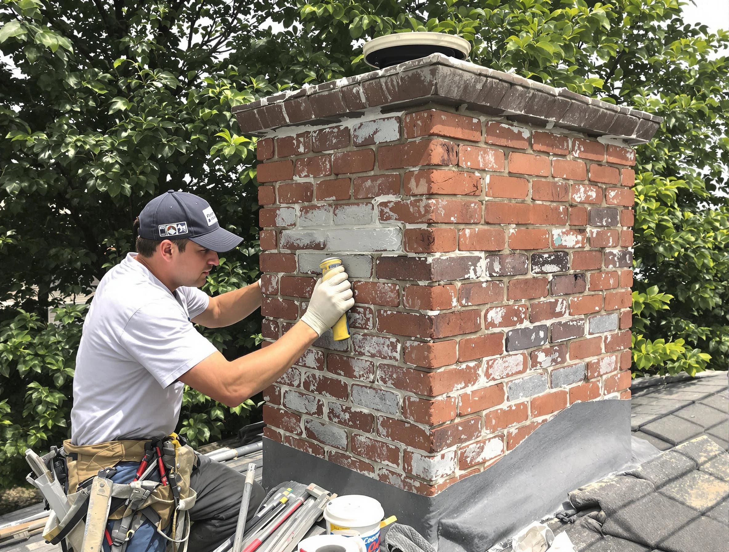 Morrow Chimney Sweep restoring an aging chimney in Morrow, GA