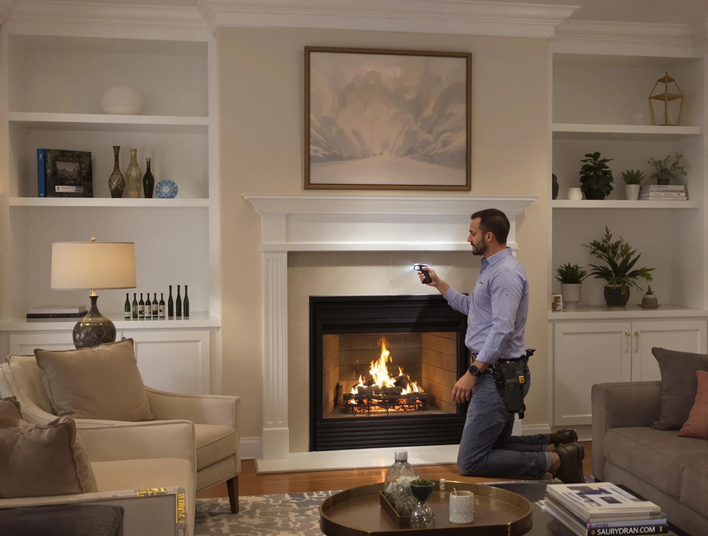 Morrow Chimney Sweep conducting a fireplace safety inspection in Morrow, GA