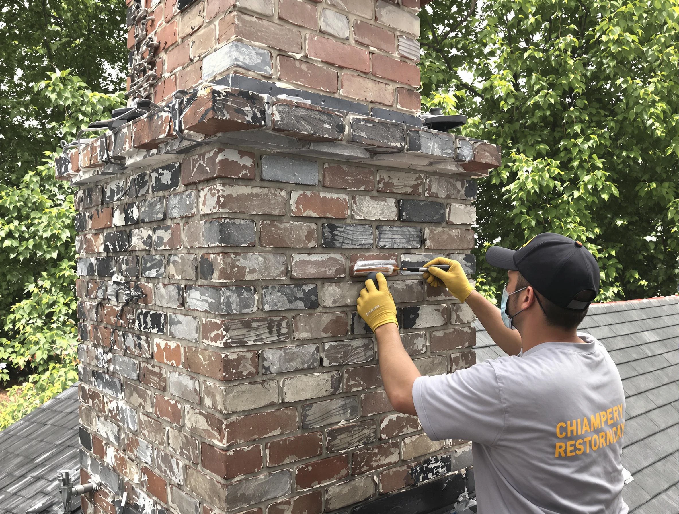 In-progress chimney restoration by Morrow Chimney Sweep in Morrow, GA