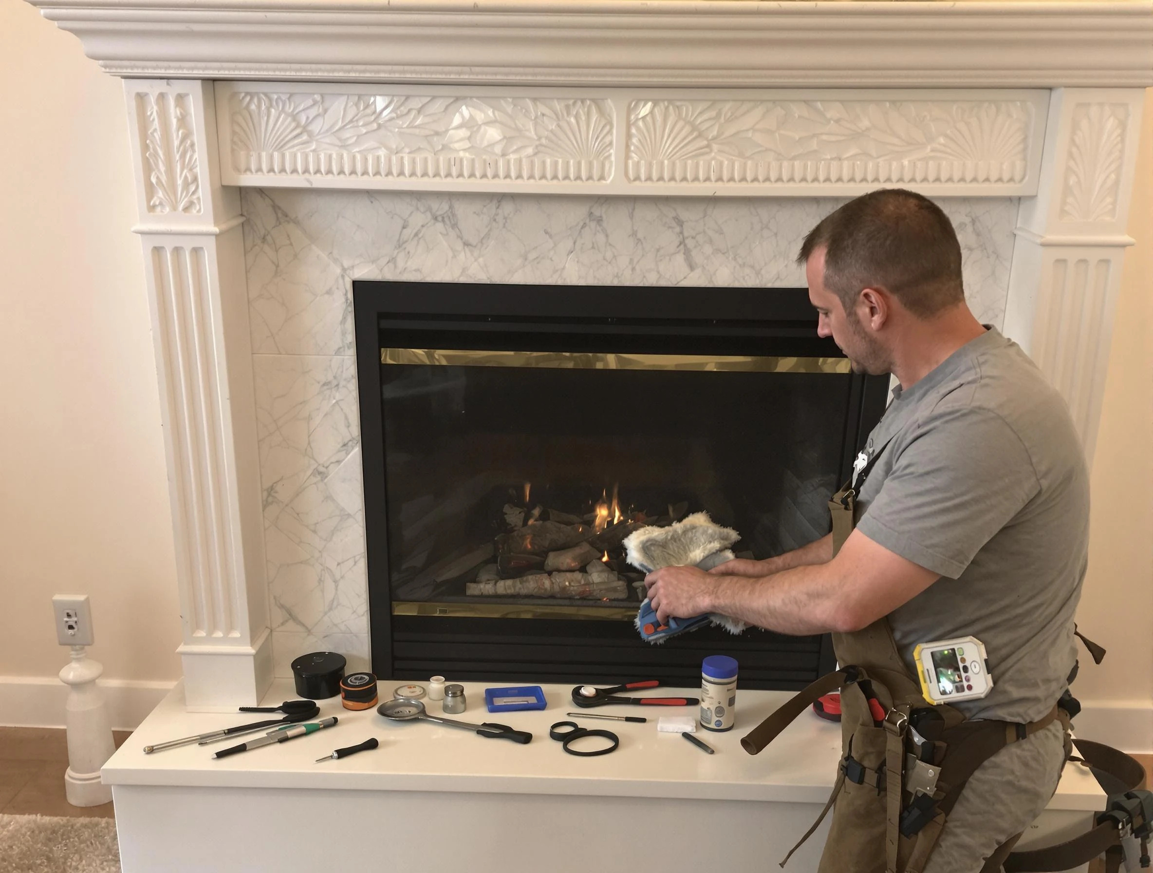 Morrow Chimney Sweep performing fireplace maintenance in Morrow, GA