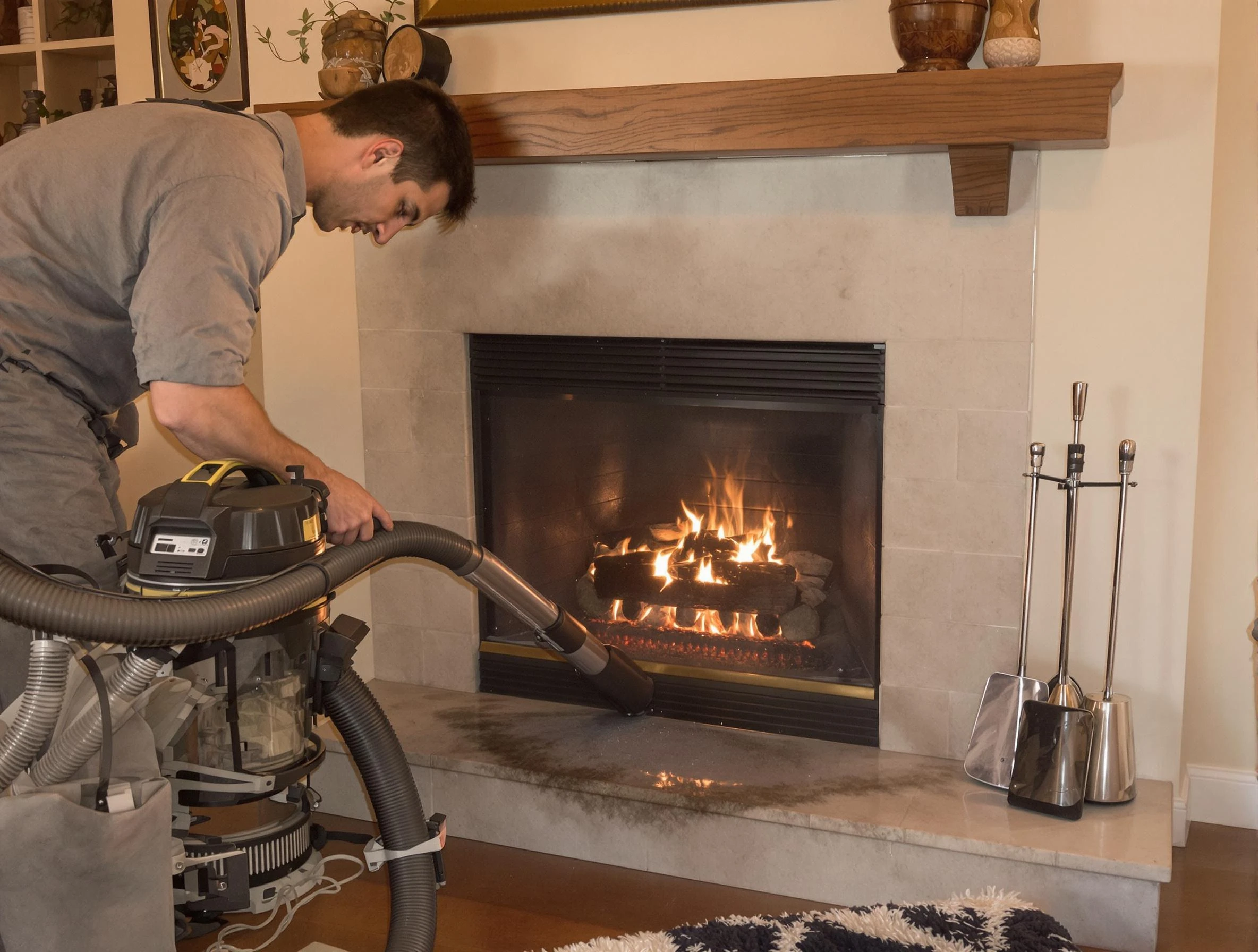 Routine fireplace upkeep by Morrow Chimney Sweep in Morrow, GA