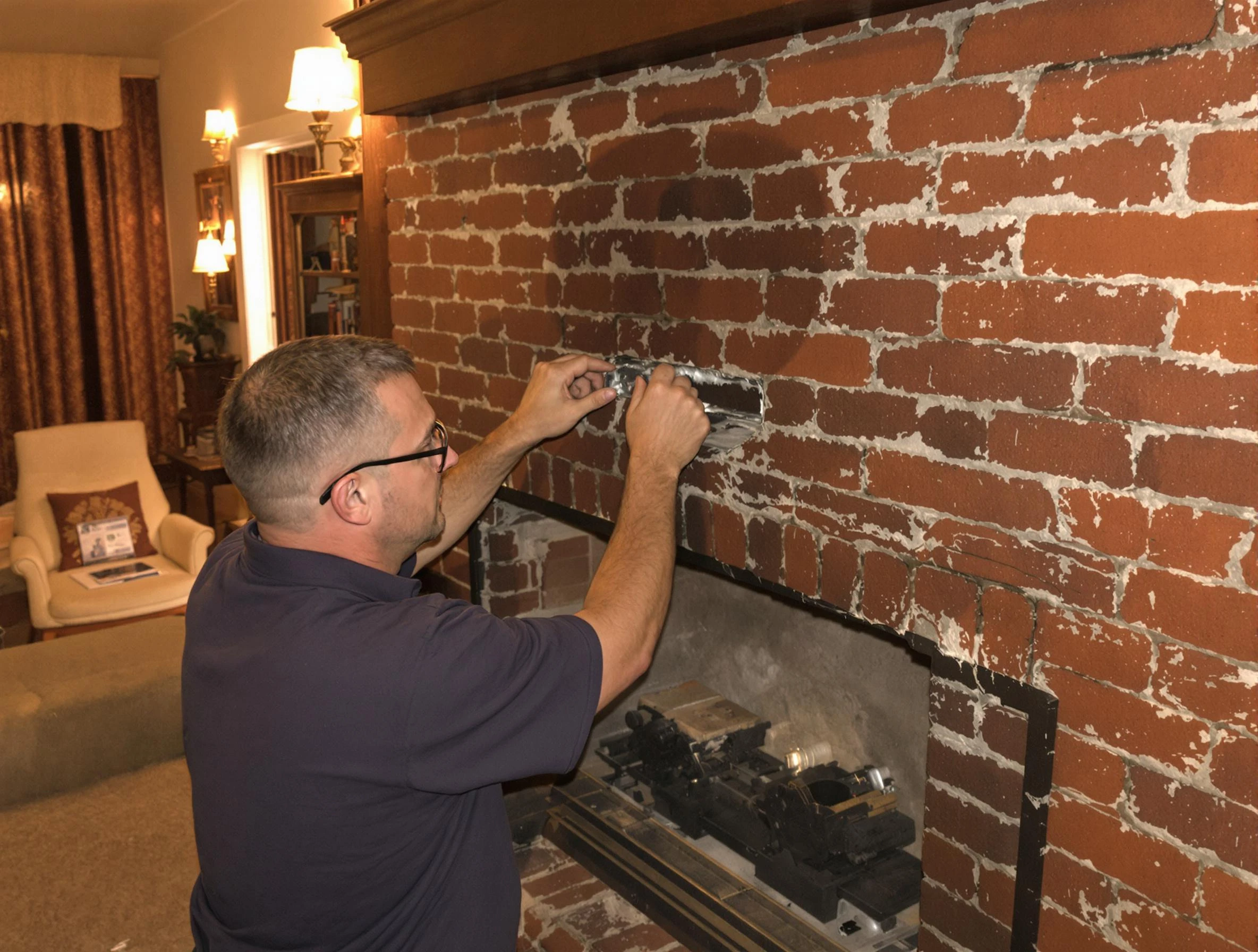 Morrow Chimney Sweep expert fixing a fireplace in Morrow, GA